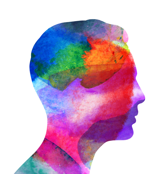 Head Profile Profile of a mans head with water color texture fill.